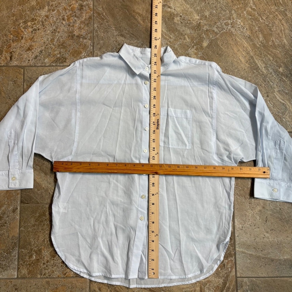Loft Womens Light Blue Button Down Shirt Drop Shoulder Pocket XS - Picture 4 of 6